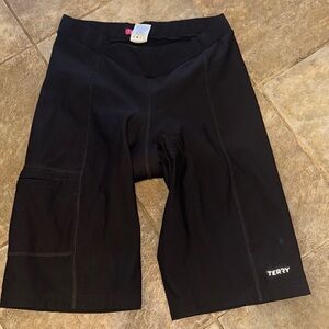 Terry Black Cycling Shorts with side zippered pocket size large